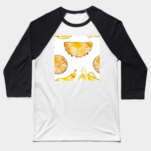 pineapple, banana, yellow, orange, juicy, fruit, glitter, gold, summer, pattern, funny, sunny Baseball T-Shirt